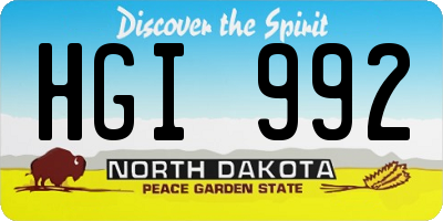 ND license plate HGI992
