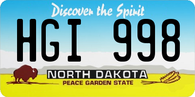 ND license plate HGI998