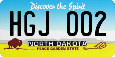 ND license plate HGJ002