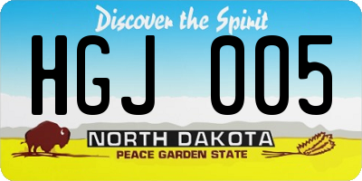 ND license plate HGJ005