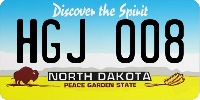 ND license plate HGJ008