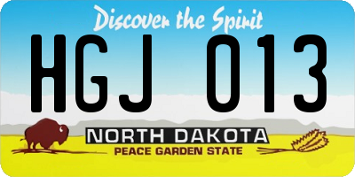 ND license plate HGJ013