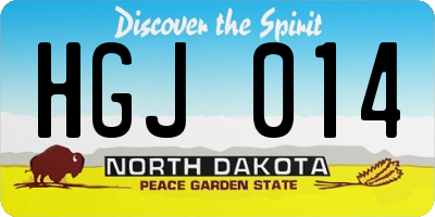 ND license plate HGJ014