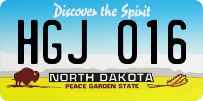 ND license plate HGJ016