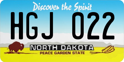 ND license plate HGJ022