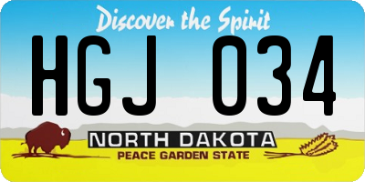ND license plate HGJ034