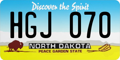 ND license plate HGJ070