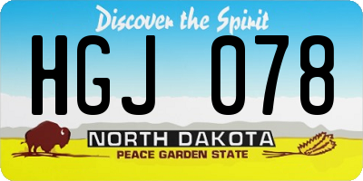ND license plate HGJ078
