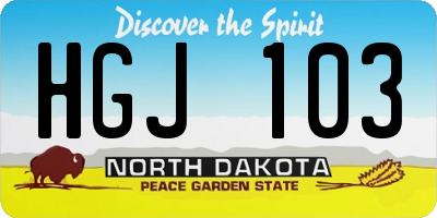 ND license plate HGJ103