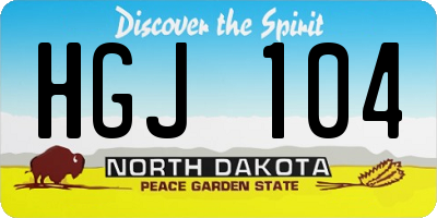 ND license plate HGJ104