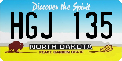 ND license plate HGJ135
