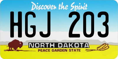 ND license plate HGJ203