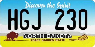 ND license plate HGJ230