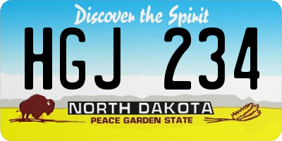 ND license plate HGJ234