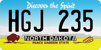 ND license plate HGJ235