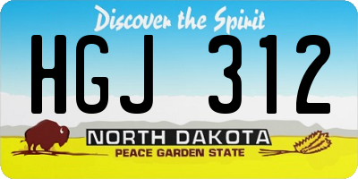 ND license plate HGJ312