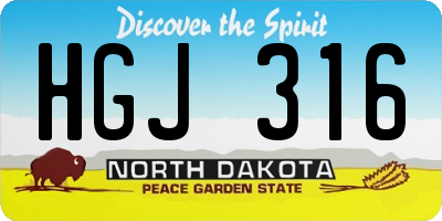 ND license plate HGJ316