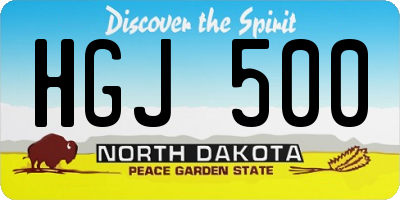 ND license plate HGJ500
