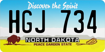 ND license plate HGJ734