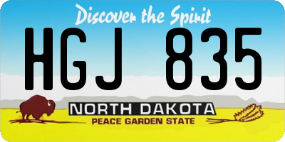 ND license plate HGJ835