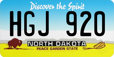 ND license plate HGJ920
