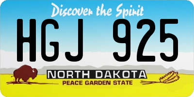 ND license plate HGJ925