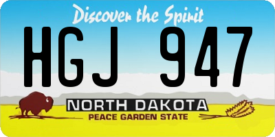 ND license plate HGJ947