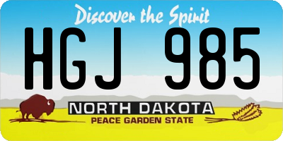 ND license plate HGJ985