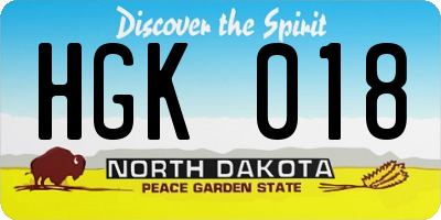 ND license plate HGK018