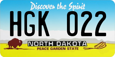 ND license plate HGK022