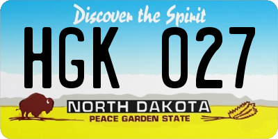 ND license plate HGK027