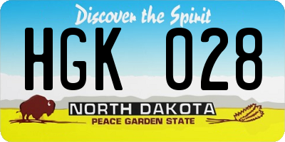 ND license plate HGK028