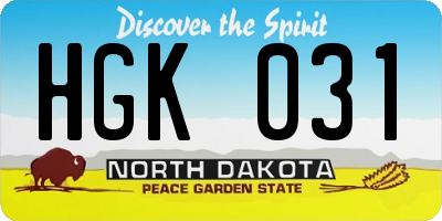 ND license plate HGK031