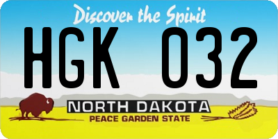 ND license plate HGK032