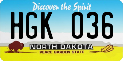 ND license plate HGK036