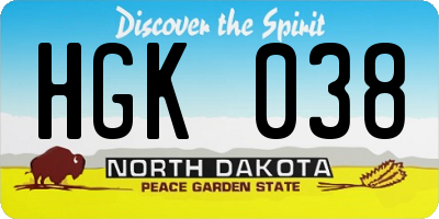 ND license plate HGK038