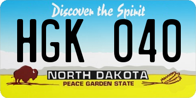 ND license plate HGK040