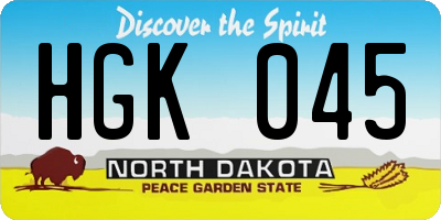 ND license plate HGK045