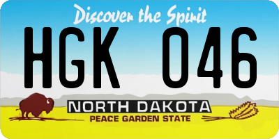ND license plate HGK046