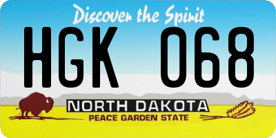 ND license plate HGK068