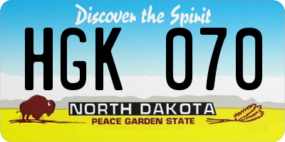 ND license plate HGK070