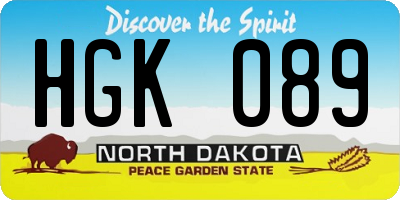 ND license plate HGK089