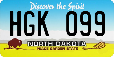 ND license plate HGK099