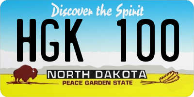 ND license plate HGK100