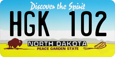 ND license plate HGK102