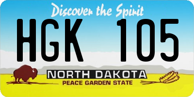 ND license plate HGK105