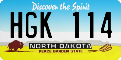 ND license plate HGK114