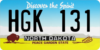 ND license plate HGK131