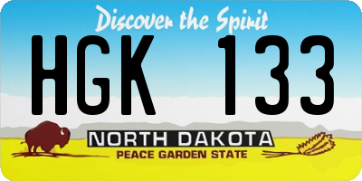 ND license plate HGK133