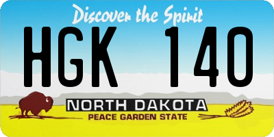ND license plate HGK140